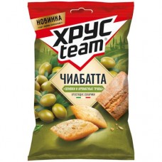 Сухарики ХрусTeam Чиабатта со вкусом оливки и ароматные травы воздушные, 55г в магазинах Перекресток