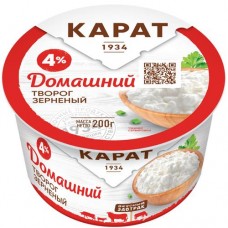 Творог Карат+ зернёный домашний 4%, 200г в магазинах Перекресток