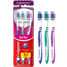 Зубная щетка Colgate Зиг Заг многофункциональная средней жесткости промоупаковка 2+1 в магазинах Перекресток