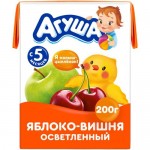 Сок детский Агуша Яблоко-Вишня 20% осветленный с 5 месяцев, 200мл Сок детский Агуша Яблоко-Вишня 20% осветленный с 5 месяцев, 200мл