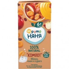 Компот ФрутоНяня яблоко-изюм-курага сокосодержащий неосветлённый, 200мл в магазинах Перекресток