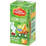 Сок Сады Придонья яблочно-грушевый с мякотью восстановленный 5 месяцев+, 125мл Сок Сады Придонья яблочно-грушевый с мякотью восстановленный 5 месяцев+, 125мл