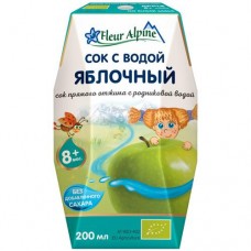 Сок Fleur Alpine прямого отжима с природной родниковой водой Яблочный, с 8 месяцев, 200мл в магазинах Перекресток