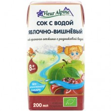 Сок Fleur Alpine прямого отжима с природной родниковой водой Яблочно-вишневый, с 8 месяцев, 200мл в магазинах Перекресток