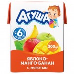 Сок Агуша яблоко-манго-банан с мякотью с 6 месяцев, 200мл Сок Агуша яблоко-манго-банан с мякотью с 6 месяцев, 200мл