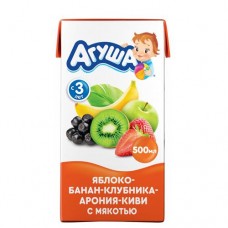 Сок Агуша яблоко-банан-клубника-арония-киви с мякотью, 500мл в магазинах Перекресток
