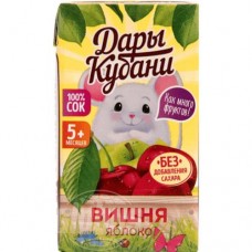 Сок Дары Кубани яблочно-вишнёвый осветлённый восстановленный с 5 месяцев, 125мл в магазинах Перекресток