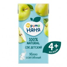 Сок ФрутоНяня яблочный без сахара осветлённый, 200мл в магазинах Перекресток