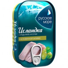 Сельдь Русское Море Исландка филе-кусочки в белом вине, 115г в магазинах Перекресток