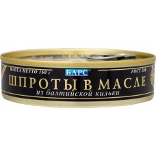 Шпроты Барс из балтийской кильки в масле, 160г в магазинах Перекресток