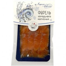 Форель радужная холодного копчения ломтики, 150г в магазинах Перекресток