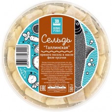 Сельдь Kingfish Таллинская тихоокеанская слабосоленая пряного посола в масле филе-кусочки, 180г в магазинах Перекресток