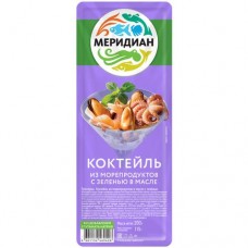 Коктейль из морепродуктов Меридиан в масле с зеленью, 200г в магазинах Перекресток