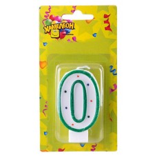 Свеча для торта Хамелеон Цифра 0, 7.6см