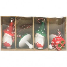 Набор ёлочных украшений Гном Мухомор Маркет, 4шт в магазинах Перекресток