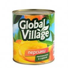 Персики Global Village половинки в сиропе 820 г в магазинах Пятерочка