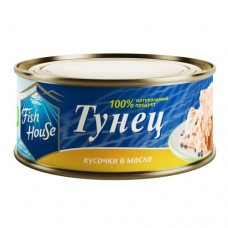 Тунец Fish House, кусочки в масле, 185 г в магазинах Пятерочка