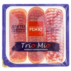 Колбаса Ремит Trio Mio Ассорти сырокопченая нарезка 100г в магазинах Пятерочка