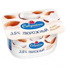 Паста Савушкин Продукт творожная десертная кокос-миндаль 3,5% 120г в магазинах Пятерочка