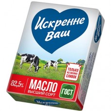 Масло сладко-сливочное Искренне Ваш 82.5% 180г в магазинах Пятерочка