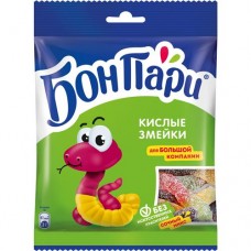 БОН ПАРИ ®. КИСЛЫЕ ЗМЕЙКИ. МАРМЕЛАД ЖЕВАТЕЛЬНЫЙ ФИГУРНЫЙ СО ВКУСОМ ФРУКТОВ. 120г в магазинах Пятерочка