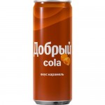 Напиток безалкогольный сильногазированный ароматизированный  Кола  со вкусом Карамели Добрый 0.25л ЖБ