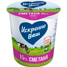 БЗМЖ Сметана ИСКРЕННЕ ВАШ 15% п/ст 300г в магазинах Пятерочка