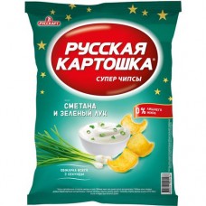 Чипсы картофельные Русская картошка со вкусом сметаны и лука 80 гр в магазинах Пятерочка
