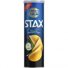 Картофельные чипсы Lay's Stax со вкусом Нежная Сметана и лук 140г в магазинах Пятерочка