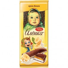 Шоколад молочный с начинкой АЛЕНКА с молочной и желейной начинками Крем банан 87гр КРАСНЫЙ ОКТЯБРЬ в магазинах Пятерочка