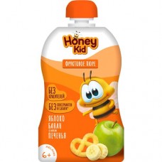 Пюре Honey Kid из яблок и банана со вкусом печенья для детского питания для детей раннего возраста гомогенизированное, стерилизова нное, 90 г с 6 месяцев в магазинах Пятерочка
