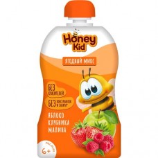 Пюре Honey Kid из яблок, малины и клубники для детского питания для детей раннего возраста гомогенизированное, стерилизованное с 6 месяцев 90г в магазинах Пятерочка