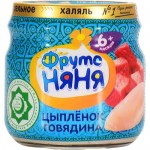 Пюре из мяса цыпленка с говядиной для питания детей раннего возраста, 80г