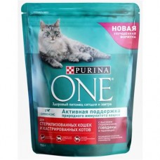 Корм Purina One Говядина и пшеница для стерилизованных кошек и котов 750г в магазинах Пятерочка