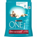 Корм Purina One сухой с говядиной и цельными злаками для взрослых кошек 750г