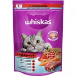 Корм сухой полнорационный Whiskas для взрослых кошек Вкусные подушечки с нежным паштетом. Аппетитный обед с говядиной, 350г