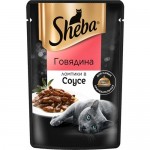 Корм консервированный полнорационный SHEBA для взрослых кошек с говядиной  Ломтики в соусе. Говядина