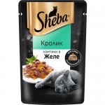 Корм консервированный полнорационный SHEBA для взрослых кошек с кроликом  Ломтики в желе. Кролик
