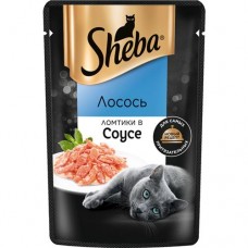 Корм консервированный полнорационный SHEBA для взрослых кошек с лососем Ломтики в соусе Лосось в магазинах Пятерочка