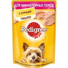 Корм консервированный полнорационный Pedigree для взрослых собак миниатюрных пород паштет с курицей, 80г в магазинах Пятерочка