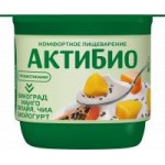 Биойогурт АктиБио Виноград, манго и папайя, без сахара, 2,9%, 130 г