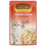 Корм консервированный для взрослых кошек ДЕРЕВЕНСКИЕ ЛАКОМСТВА курица с уткой в нежном желе, 70г Корм консервированный для взрослых кошек ДЕРЕВЕНСКИЕ ЛАКОМСТВА курица с уткой в нежном желе, 70г