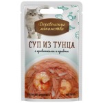Корм консервированный для взрослых кошек ДЕРЕВЕНСКИЕ ЛАКОМСТВА суп из тунца с креветками и крабом, 35г Корм консервированный для взрослых кошек ДЕРЕВЕНСКИЕ ЛАКОМСТВА суп из тунца с креветками и крабом, 35г