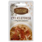 Корм консервированный для взрослых кошек ДЕРЕВЕНСКИЕ ЛАКОМСТВА суп из курицы с говядиной и шпинатом, 35г Корм консервированный для взрослых кошек ДЕРЕВЕНСКИЕ ЛАКОМСТВА суп из курицы с говядиной и шпинатом, 35г