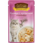 Корм консервированный для кошек ДЕРЕВЕНСКИЕ ЛАКОМСТВА Курица с креветкой в нежном желе, 70г Корм консервированный для кошек ДЕРЕВЕНСКИЕ ЛАКОМСТВА Курица с креветкой в нежном желе, 70г