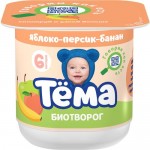 БЗМЖ Биотворог ТЕМА с яблоком/персиком/бананом обогащенный бифидобактериями для питания детей 6 мес+ 4% 95г БЗМЖ Биотворог ТЕМА с яблоком/персиком/бананом обогащенный бифидобактериями для питания детей 6 мес+ 4% 95г