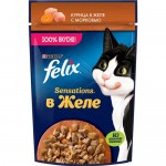 Felix Sensations. Корм консервированный полнорационный для взрослых кошек, с курицей в желе с морковью, 75 г Felix Sensations. Корм консервированный полнорационный для взрослых кошек, с курицей в желе с морковью, 75 г